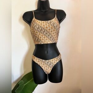 Brown Crochet Bikini Set with Textured Pattern